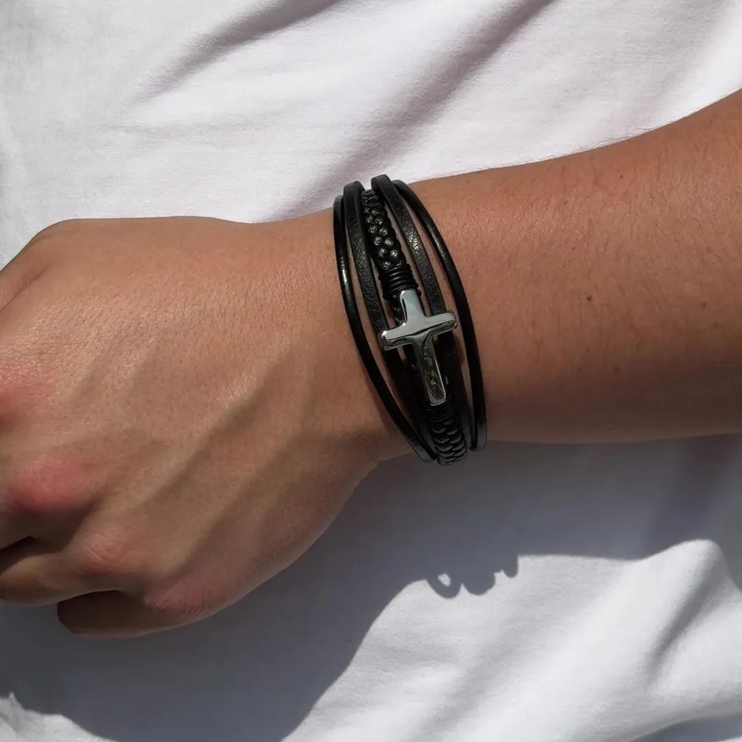 Aan Mijn Kleinzoon - Gepersonaliseerde Eeuwige Beschermer Geloofsarmband