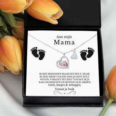 Aan Mijn Mama - Babyvoeten Hart Hanger Ketting