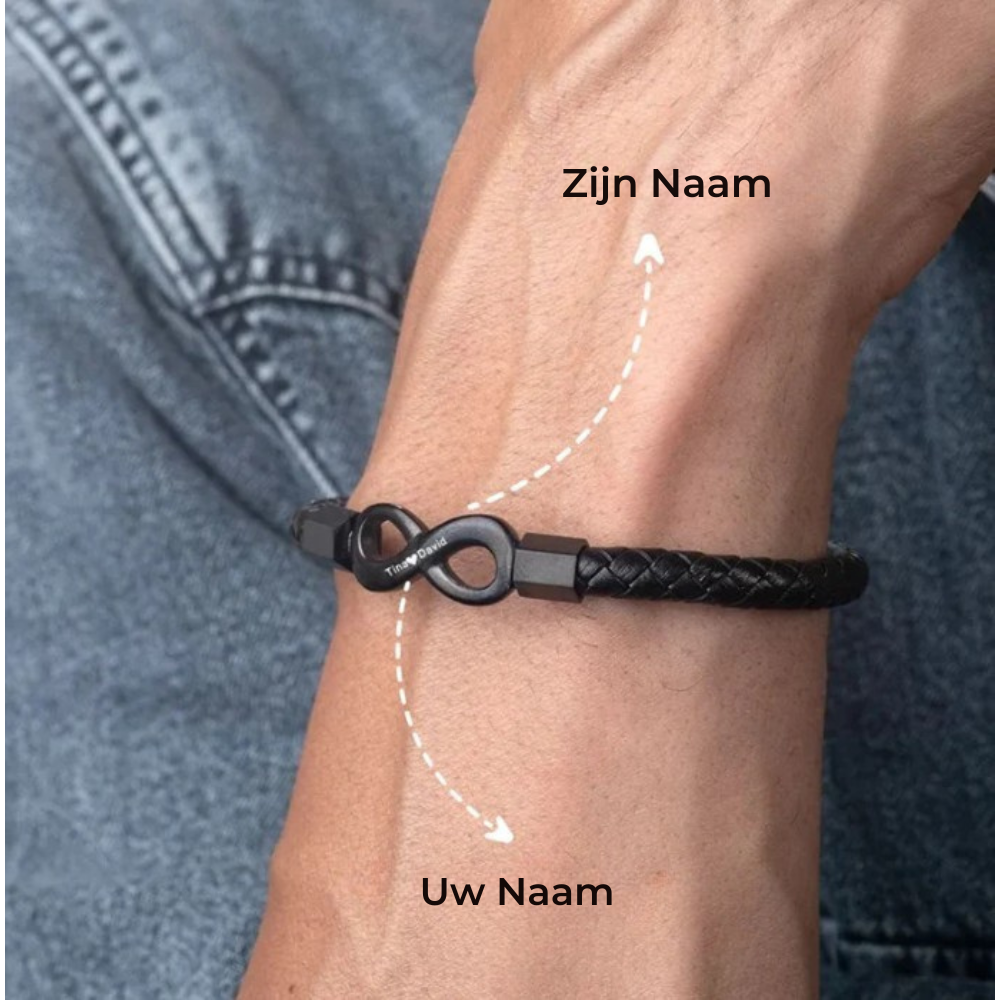 Aan Mijn Man - Gepersonaliseerde Infinity Leren Armband