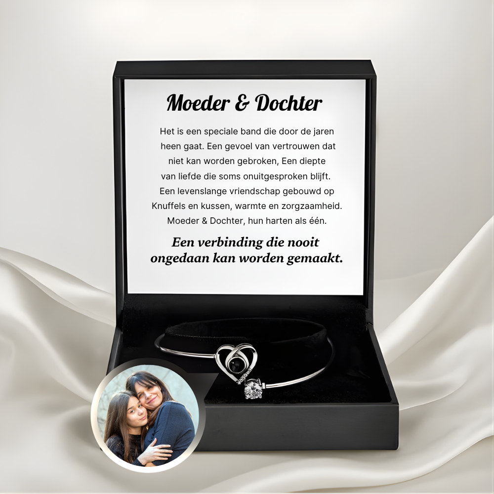 Moeder & Dochter - Gepersonaliseerde Foto Hart Armband