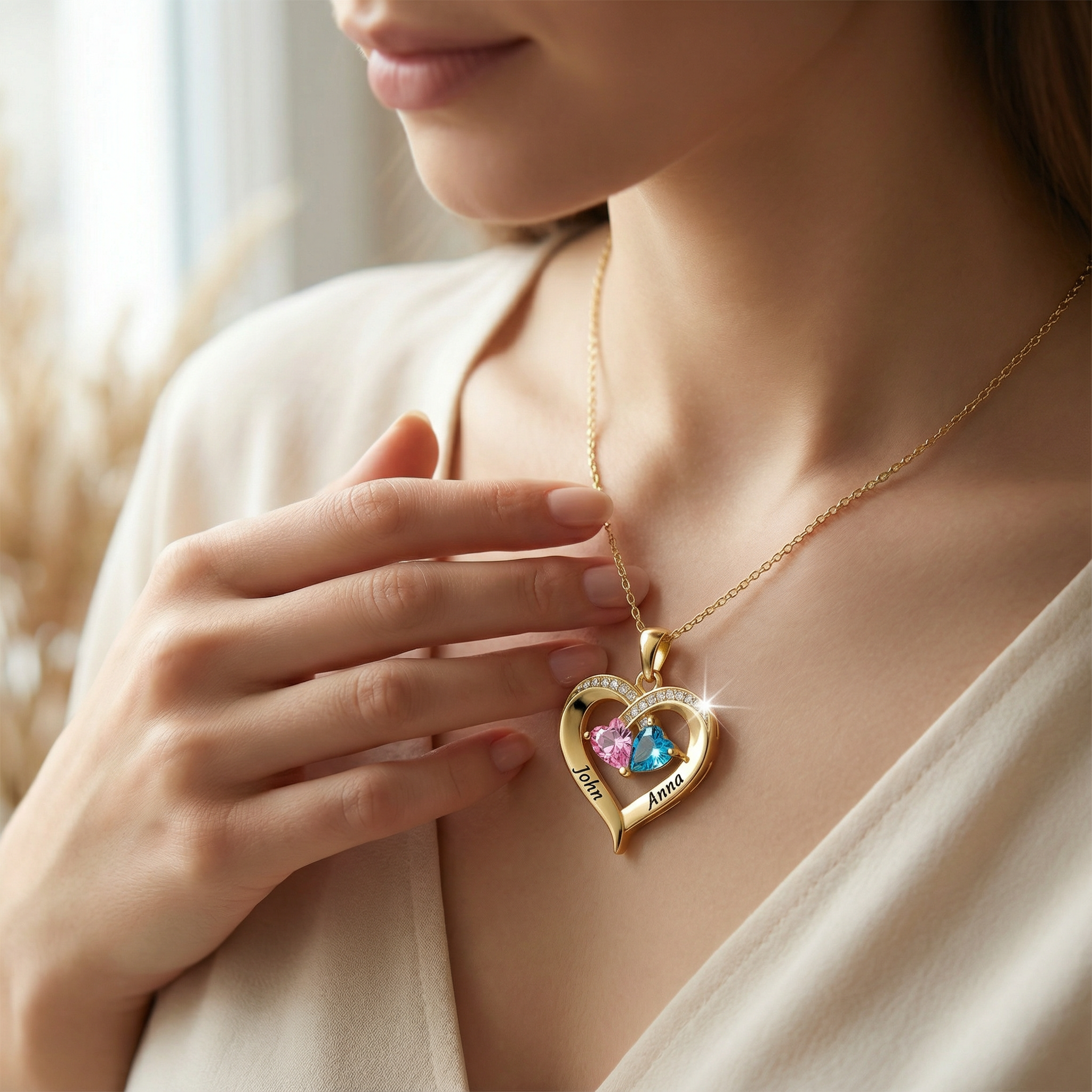 Aan Mijn Vrouw - Geboortesteen Hartketting