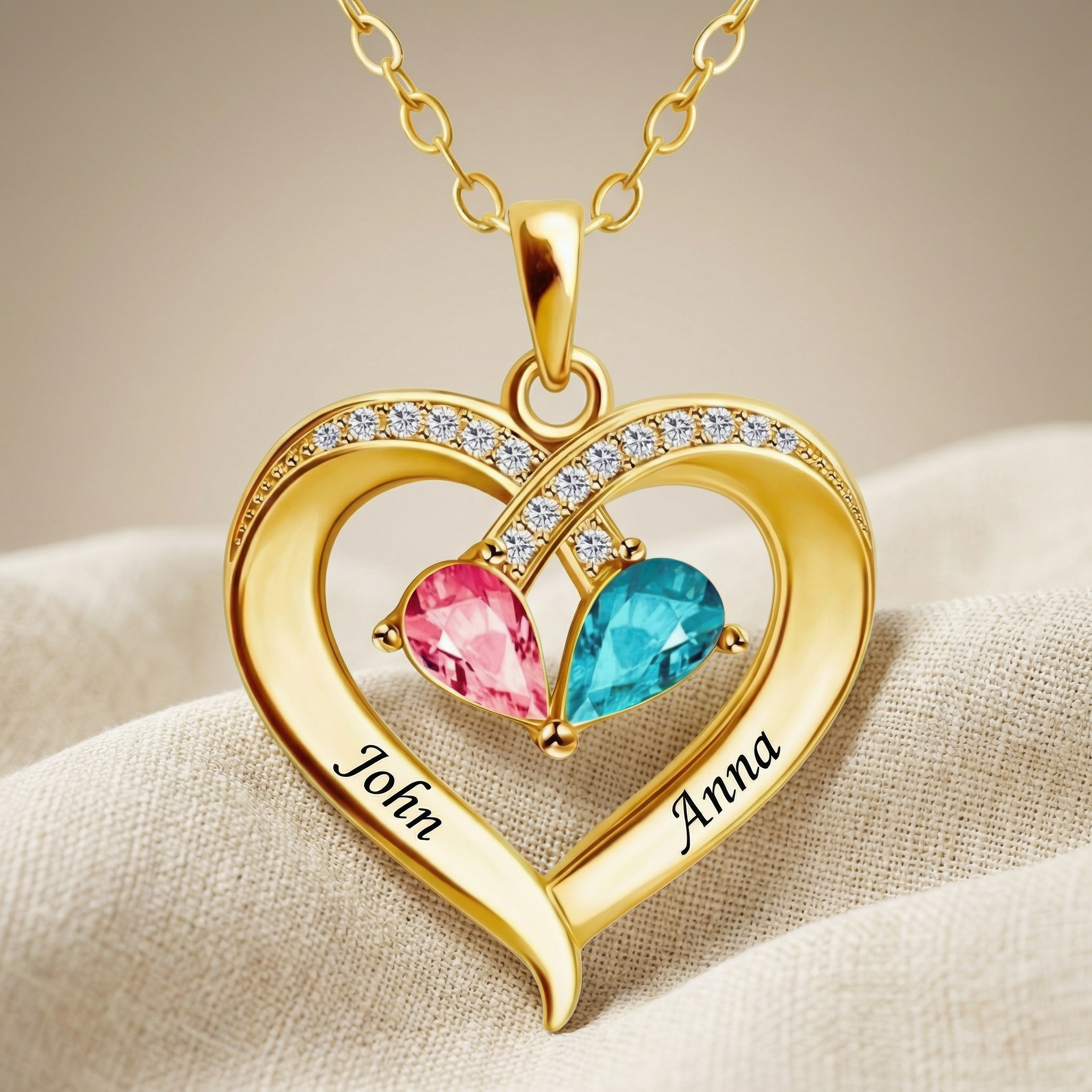 Aan Mijn Vrouw - Geboortesteen Hartketting