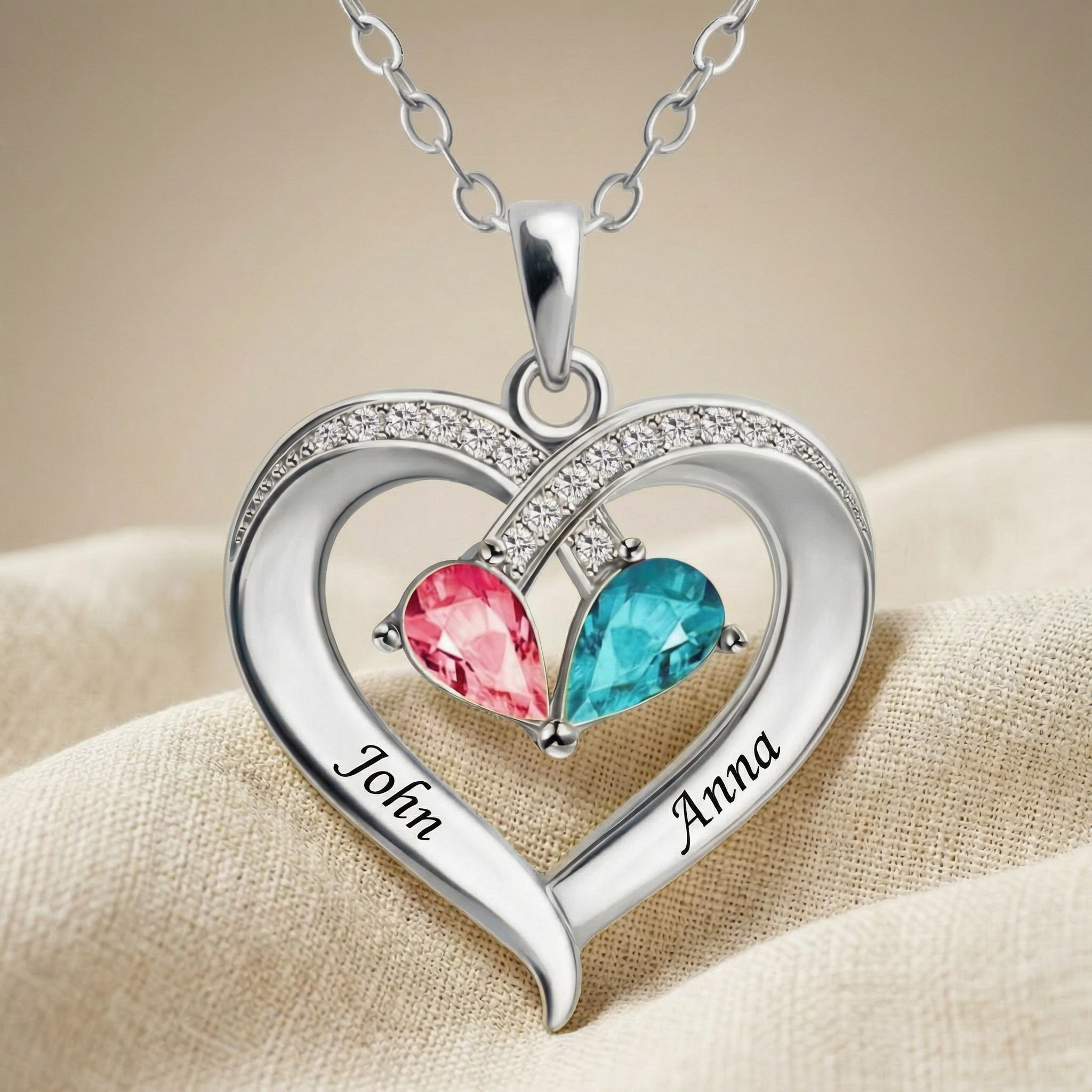 Aan Mijn Vrouw - Geboortesteen Hartketting