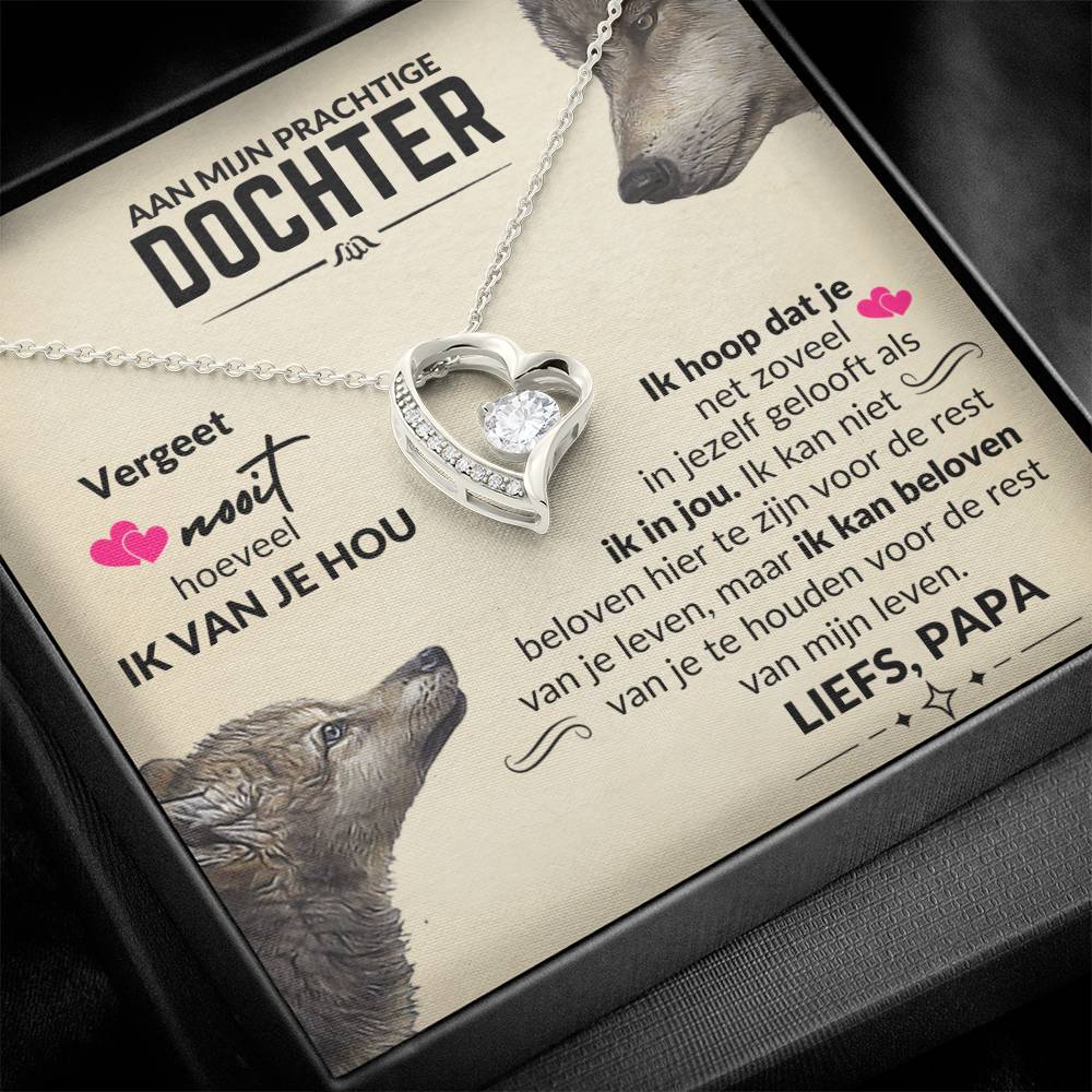 Aan Mijn Dochter - Hart ketting - Wolvin - Liefs Papa - CustomLove.nl
