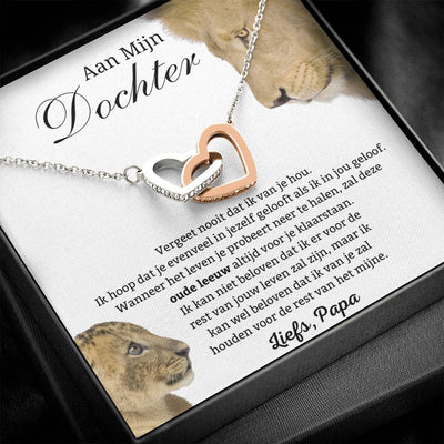 Aan Mijn Dochter - Harten ketting - Oude Leeuw - Liefs, Papa - CustomLove.nl