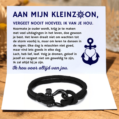 Aan Mijn Kleinzoon - Ik Hou Voor Altijd Van Jou - Nautische Armband - CustomLove.nl