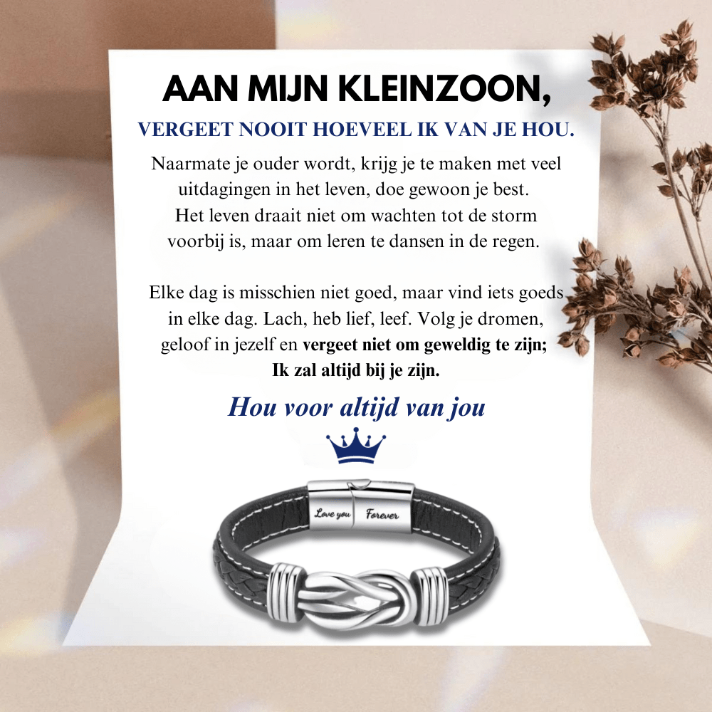 Aan Mijn Kleinzoon - Ik hou voor altijd van jou - Infinity Armband - CustomLove.nl