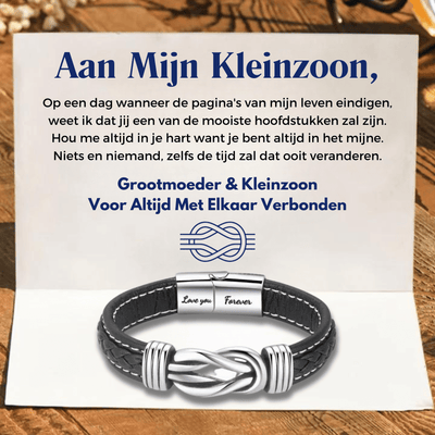 Aan Mijn Kleinzoon - Voor Altijd Met Elkaar Verbonden - Infinity Leren Armband - CustomLove.nl