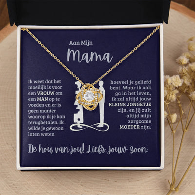 Aan Mijn Mama - Liefdesknoop Ketting - Ik Hou Van Jou! Liefs, Jouw Zoon