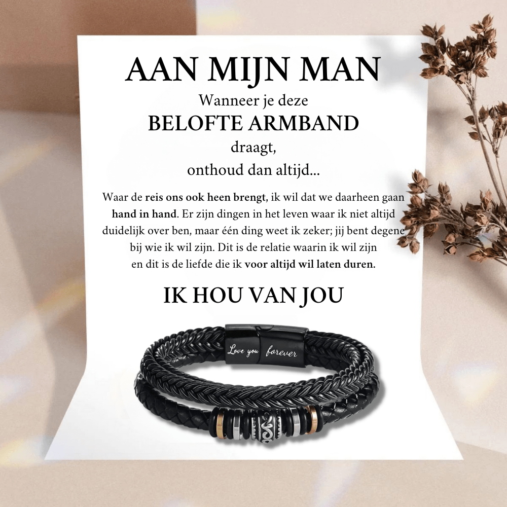 Aan Mijn Man - Belofte Leren Armband - CustomLove.nl