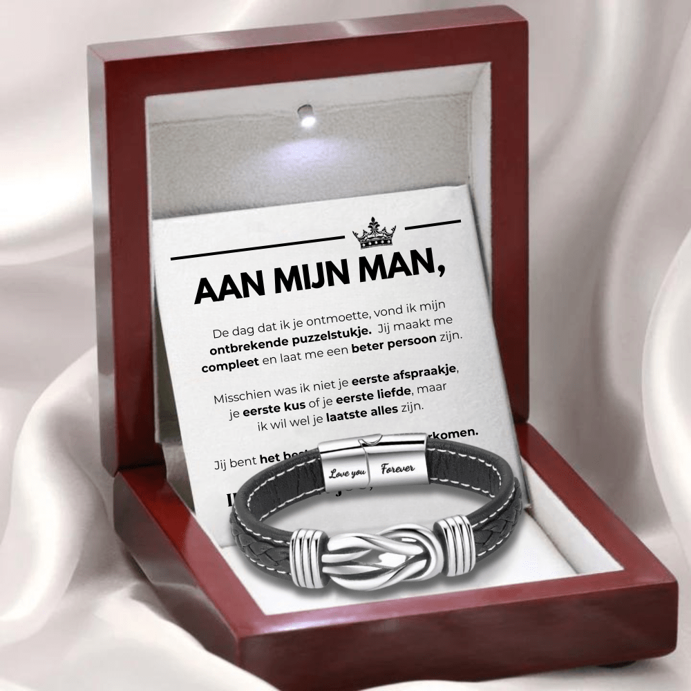 Aan Mijn Man - Ik Hou Van Jou; Voor Altijd - Infinity Armband - CustomLove.nl