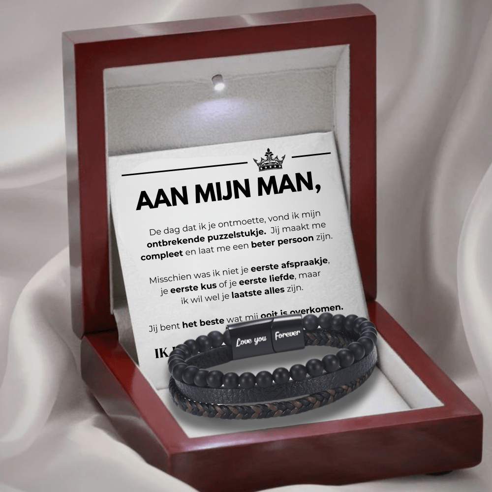 Aan Mijn Man - Lava Stenen Armband - CustomLove.nl