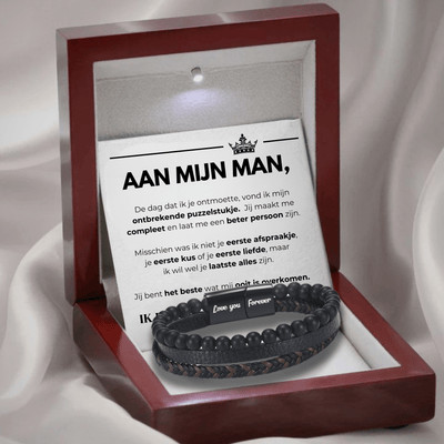 Aan Mijn Man - Lava Stenen Armband - CustomLove.nl