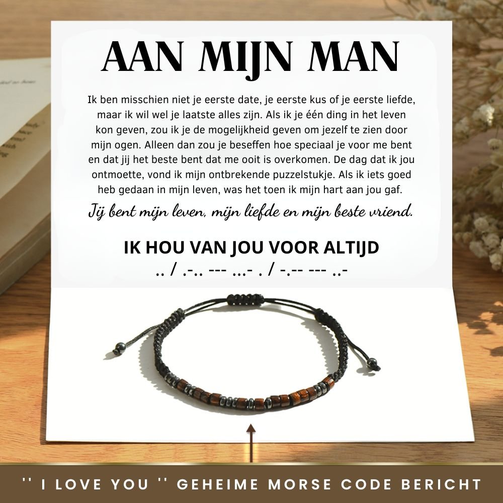 Aan Mijn Man - Morse Code Armband - CustomLove.nl