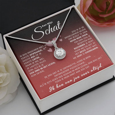 Aan Mijn Schat - 14k Witgoud Cirkel Ketting - CustomLove.nl