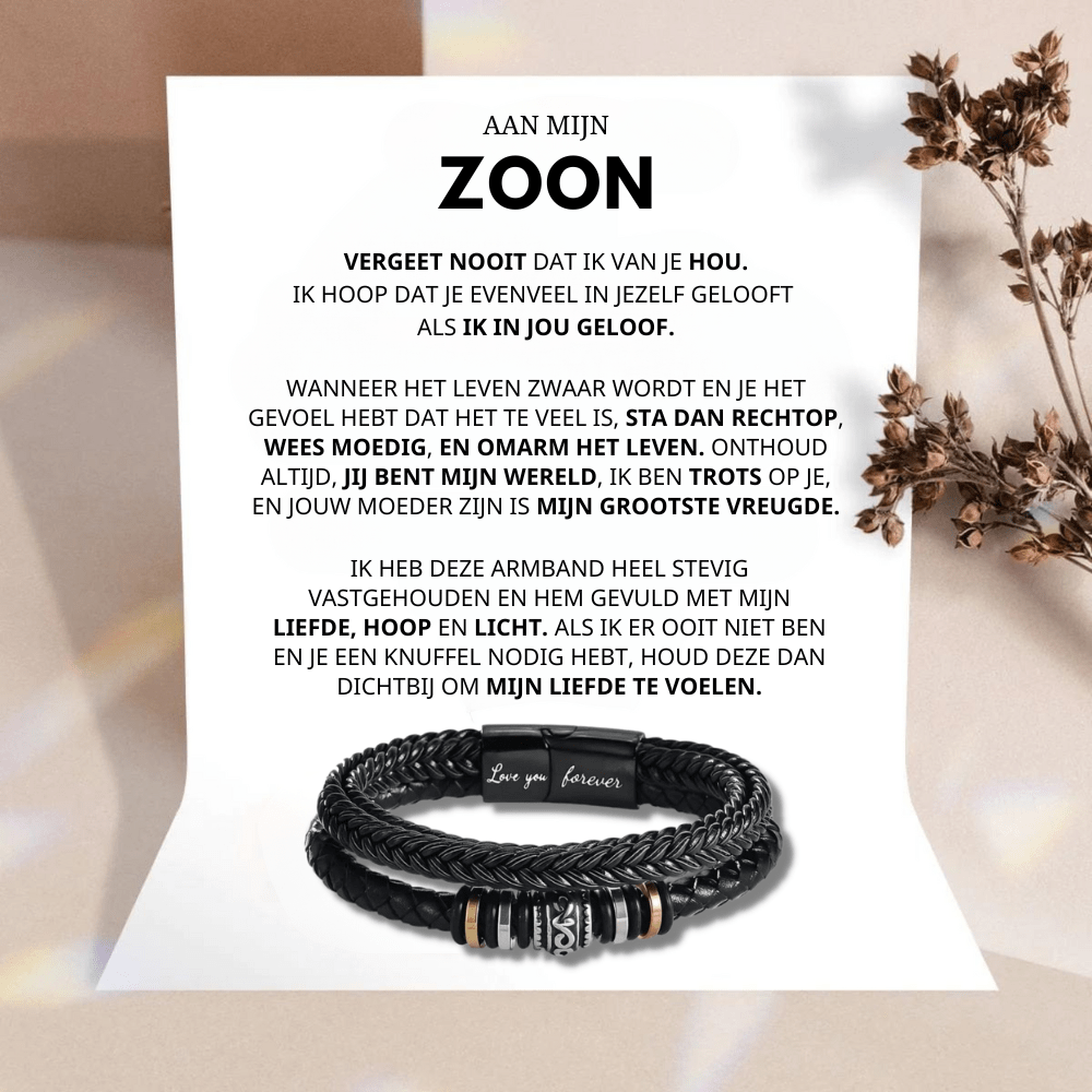 Aan Mijn Zoon - Geloof In Jezelf - Leren Armband - CustomLove.nl