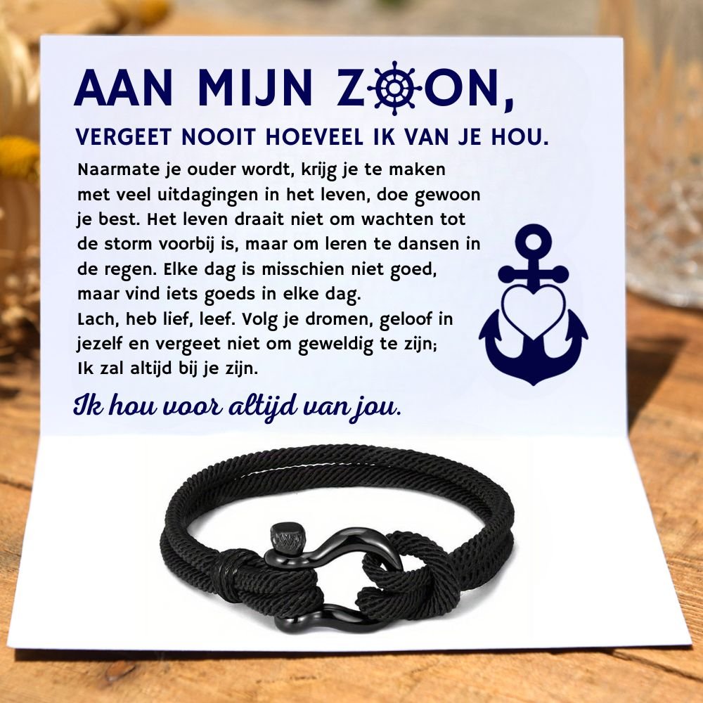 Aan Mijn Zoon - Ik Hou Voor Altijd Van Jou - Nautische Armband - CustomLove.nl