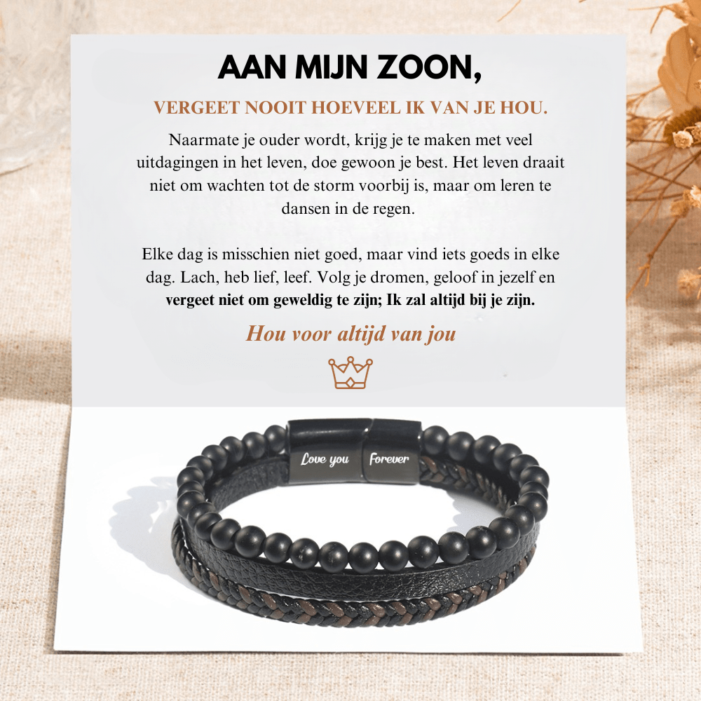 Aan Mijn Zoon - Kalmerende Lava Stenen Armband - CustomLove.nl