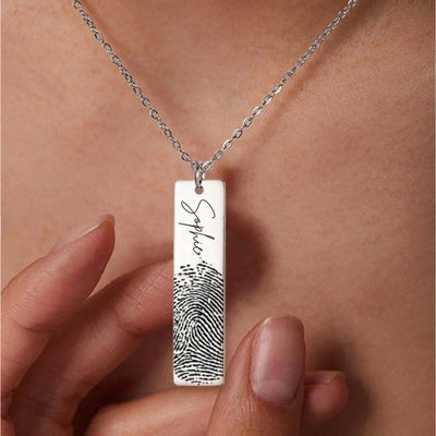 Gepersonaliseerde Vingerafdruk Ketting Met Naam - Moederdag Cadeaus