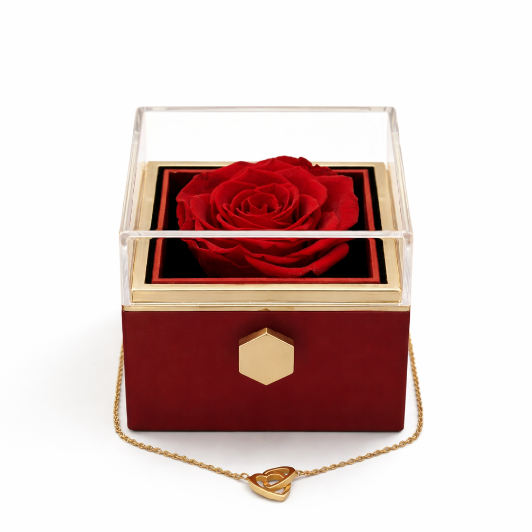 De Eeuwige Roos Box - Met Gepersonaliseerde Ketting & Echte Roos