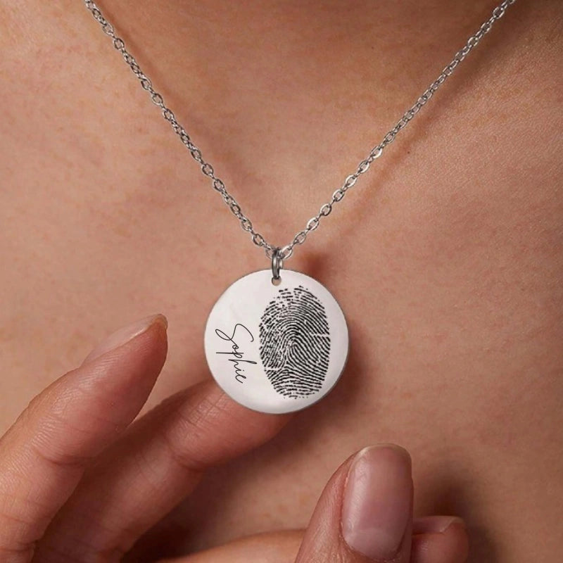 Gepersonaliseerde Vingerafdruk Ketting Met Naam - Moederdag Cadeaus