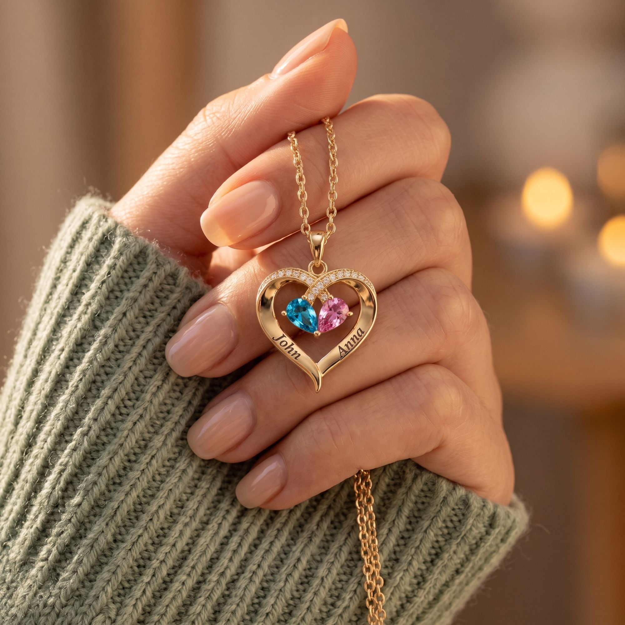 Aan Mijn Vrouw - Ik Zal De Man Zijn Die Jij Verdient - Gegraveerde Hart Ketting Met Geboortesteen