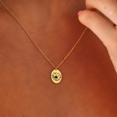 Gepersonaliseerde Ovale Schijf Geboortebloem Ketting - Cadeaus Voor Haar
