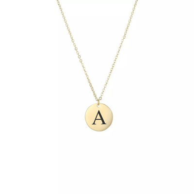 Gegraveerde Coin Ketting Met Initiaal - CustomLove.nl