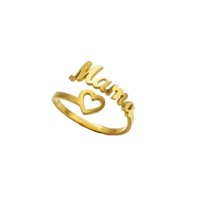 Gegraveerde Holle Hartvormige Mama Ring - Moederdag Cadeau - CustomLove.nl