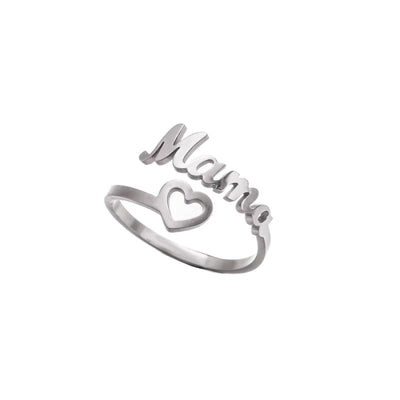 Gegraveerde Holle Hartvormige Mama Ring - Moederdag Cadeau - CustomLove.nl