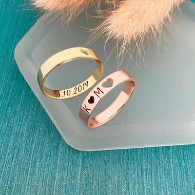 Gepersonaliseerd Gegraveerd Hart Ring Met Naam - CustomLove.nl