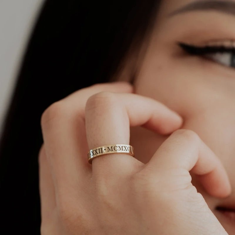 Gepersonaliseerd Gegraveerd Stapelen Ring Voor Vrouwen - CustomLove.nl