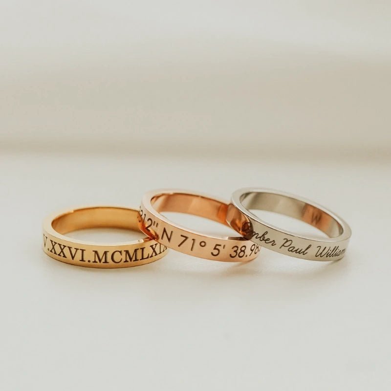 Gepersonaliseerd Gegraveerd Stapelen Ring Voor Vrouwen - CustomLove.nl