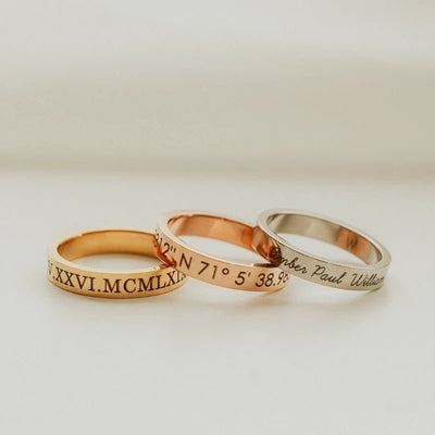 Gepersonaliseerd Gegraveerd Stapelen Ring Voor Vrouwen - CustomLove.nl