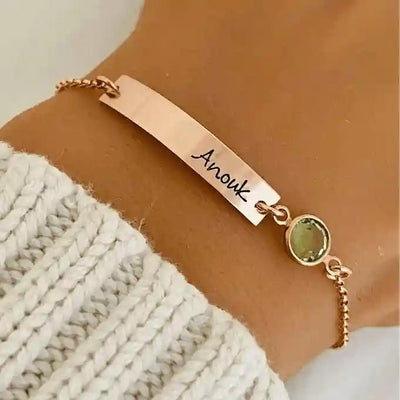 Gepersonaliseerde Geboortesteen Armbanden Met Graveren Naam Voor Vrouwen - CustomLove.nl