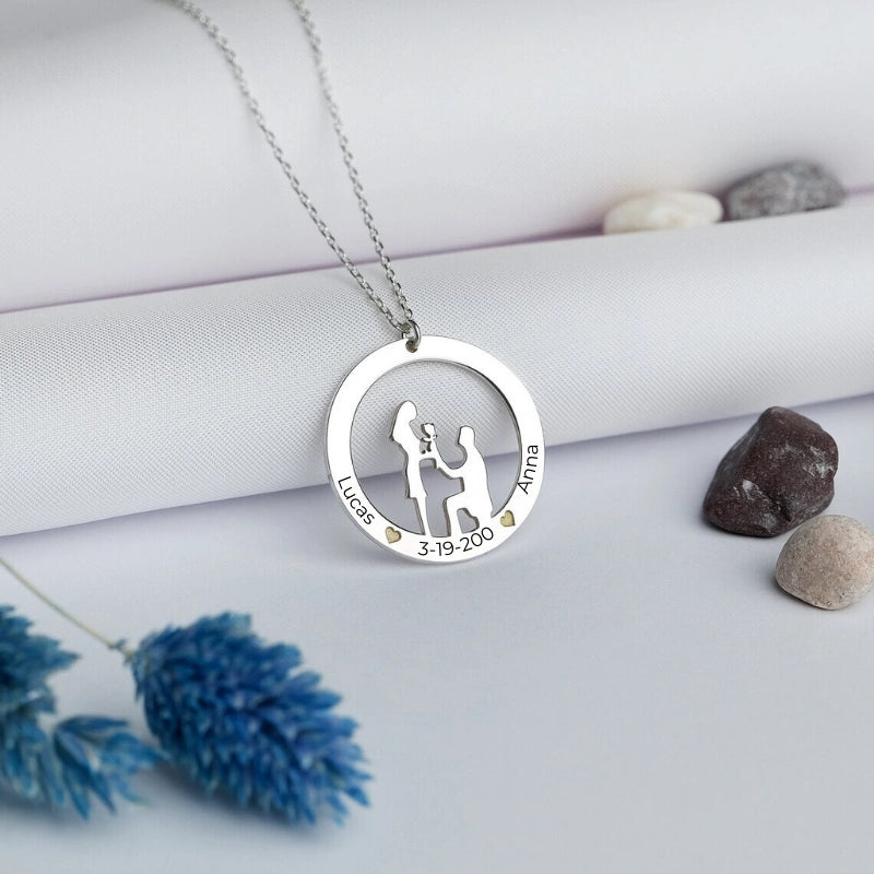 Gepersonaliseerde Gegraveerde Aanzoek Ketting Met Namen - Moederdag Cadeaus