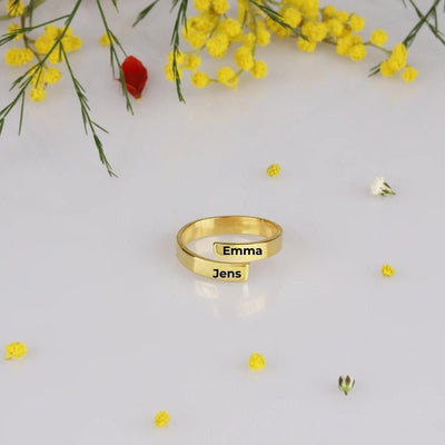 Gepersonaliseerde Gegraveerde Dubbele Laag Ring Met Naam - CustomLove.nl