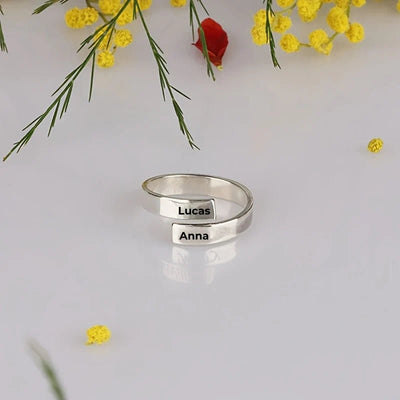 Gepersonaliseerde Gegraveerde Dubbele Laag Ring Met Naam - CustomLove.nl