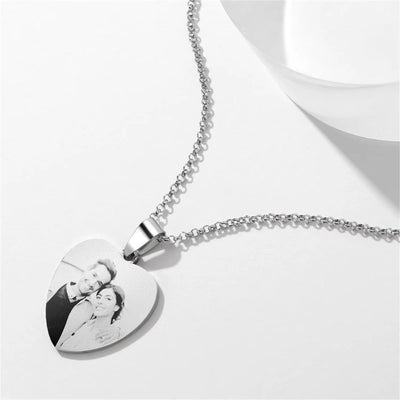 Gepersonaliseerde Gegraveerde Hartvormige Ketting Met Foto