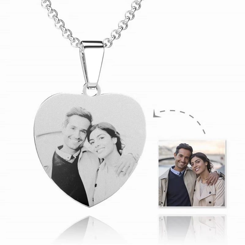 Gepersonaliseerde Gegraveerde Hartvormige Ketting Met Foto