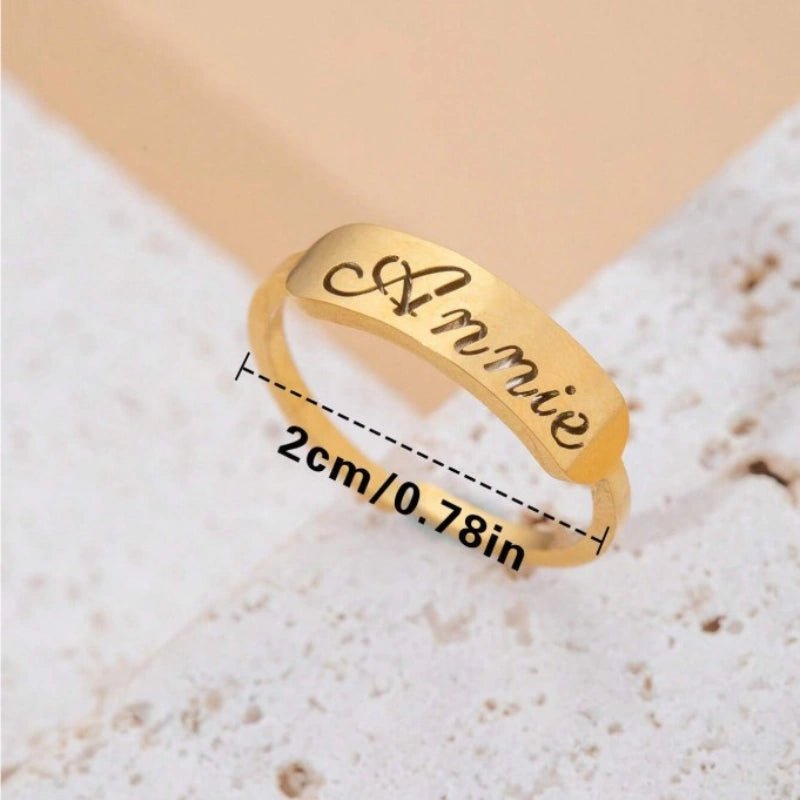 Gepersonaliseerde Gegraveerde Minimalistische Holle Ring Met Naam - CustomLove.nl