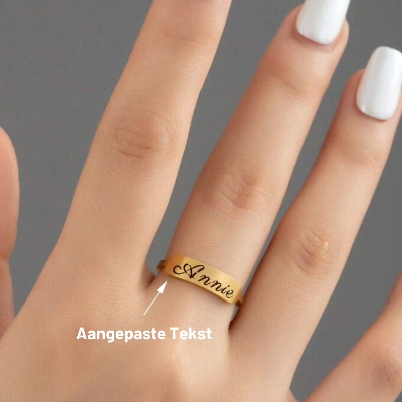 Gepersonaliseerde Gegraveerde Minimalistische Holle Ring Met Naam - CustomLove.nl