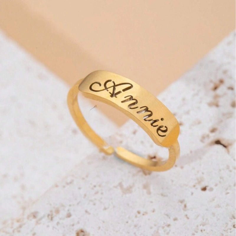 Gepersonaliseerde Gegraveerde Minimalistische Holle Ring Met Naam - CustomLove.nl