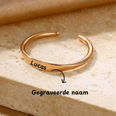 Gepersonaliseerde Gegraveerde Naam Koppelring - CustomLove.nl