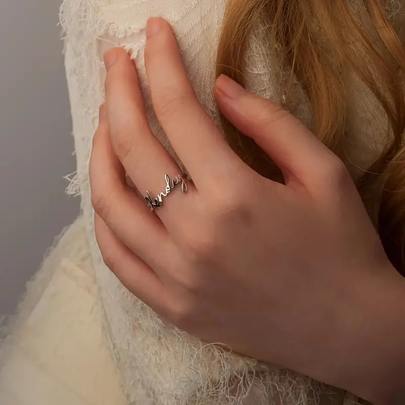 Gepersonaliseerde Gegraveerde Naam Ringen Voor Dames