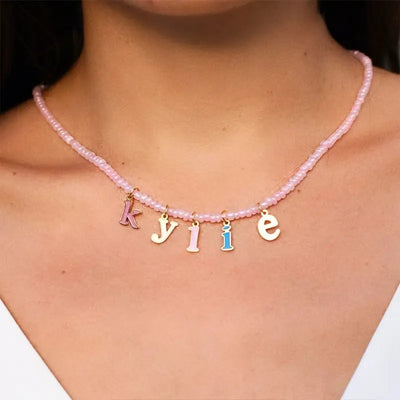 Gepersonaliseerde Glas Kralen Ketting Met Letter - Cadeau Voor Kinderen