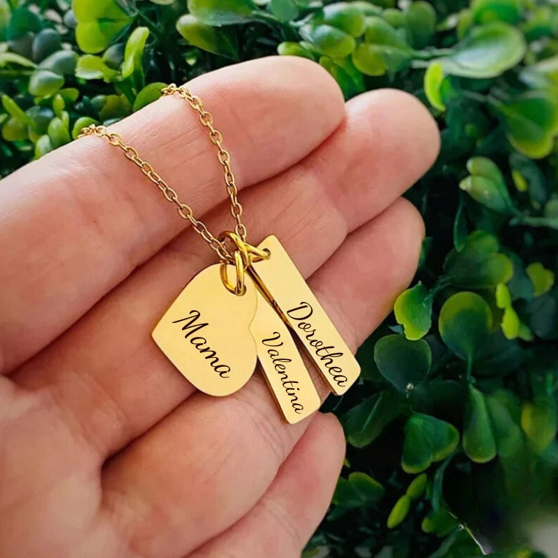 Gepersonaliseerde Hart Bar Naam Ketting - Moederdag Cadeaus