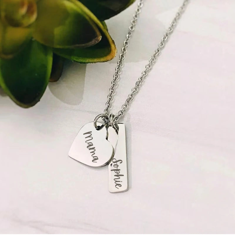 Gepersonaliseerde Hart Bar Naam Ketting - Moederdag Cadeaus