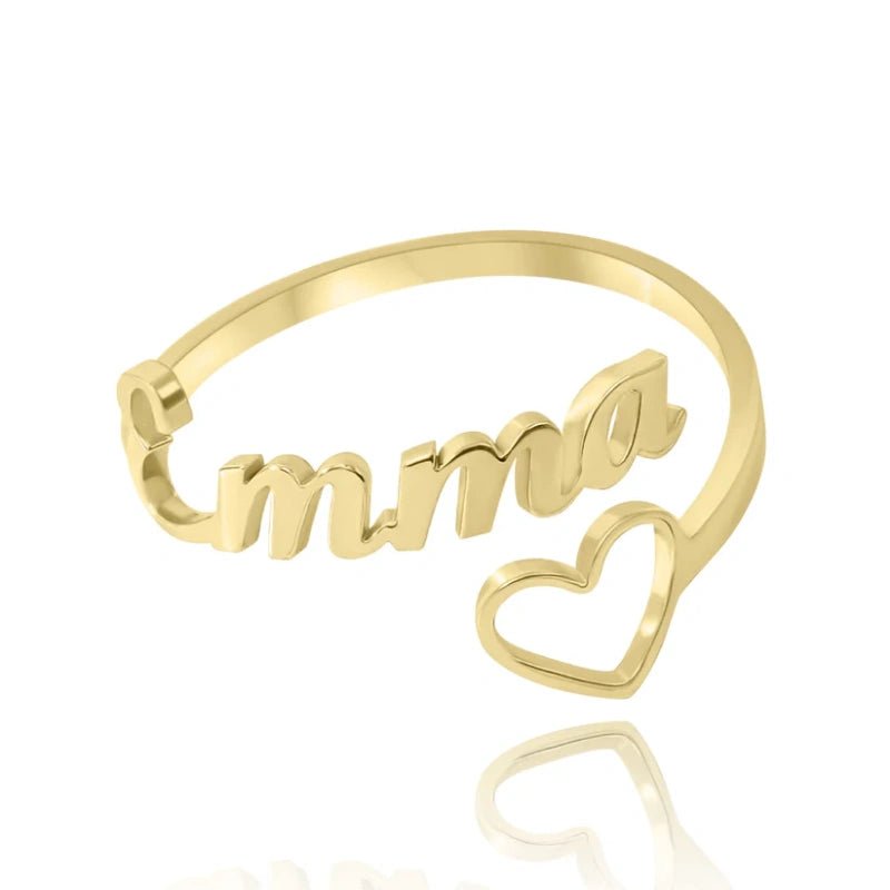 Gepersonaliseerde Hart Design Ringen Voor Dames Met Naam - CustomLove.nl
