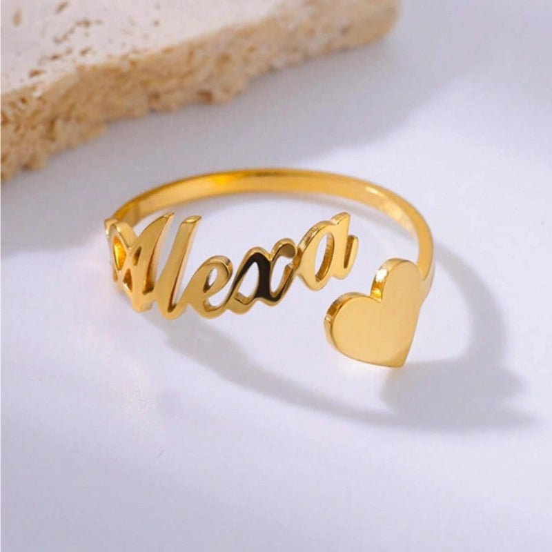Gepersonaliseerde Hart Design Ringen Voor Dames Met Naam - CustomLove.nl